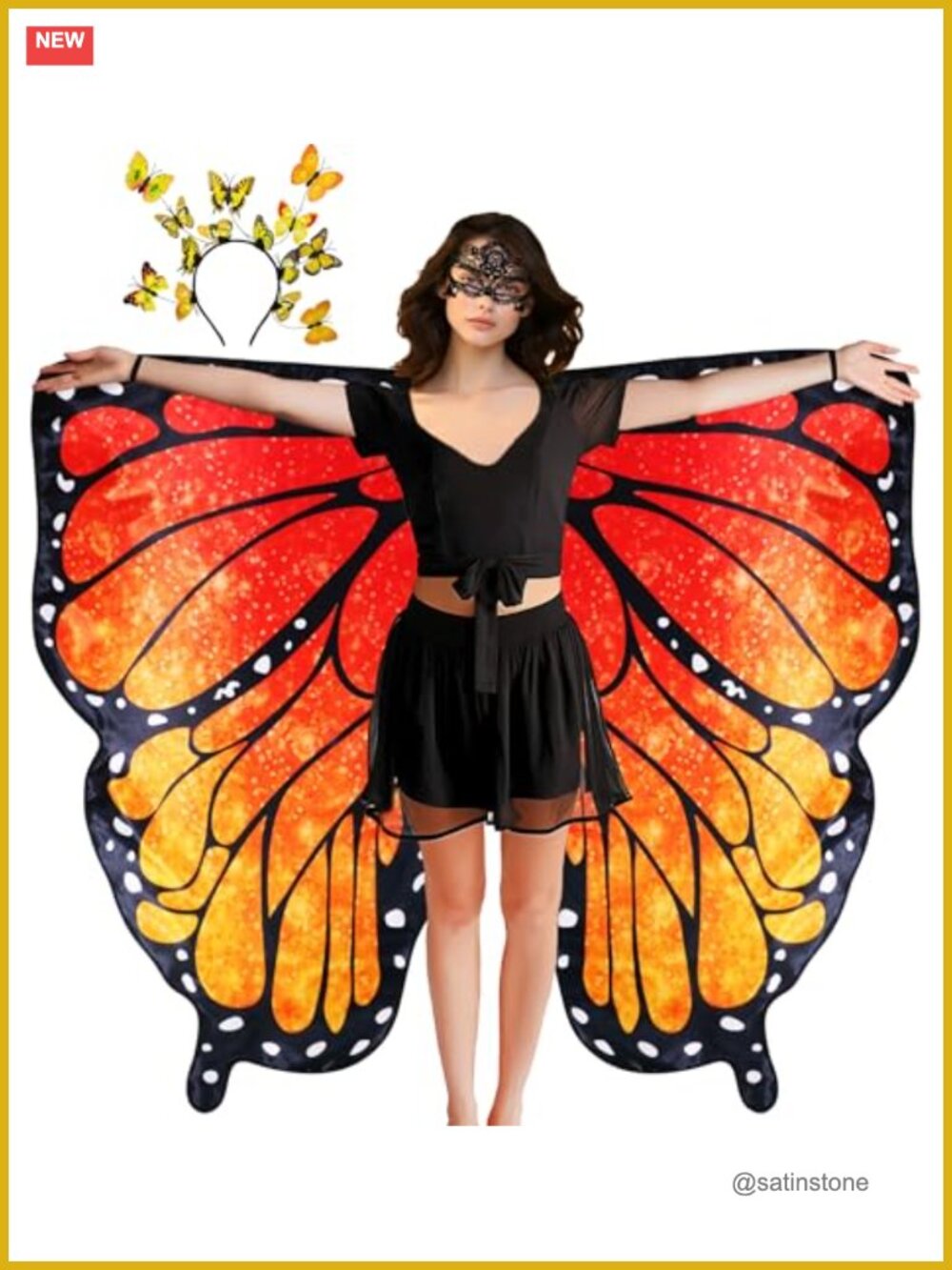Butterfly Wings Costume Shawl and Headband Set Fairy Cosplay